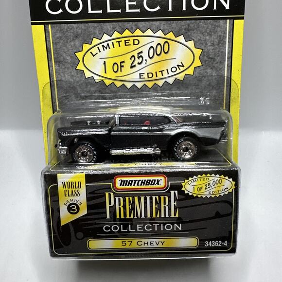 MATCHBOX SUPERFAST PREMIERE WORLD CLASS SERIES 6 BLACK/WHIT 57 CHEVY 1 OF 25,000 - Picture 2 of 7